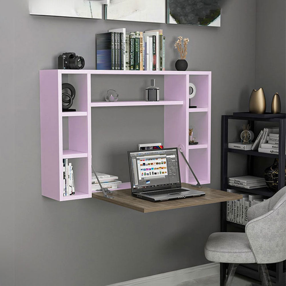 Bureau Mural Pliable Économiseur D’espace Mauve Clair