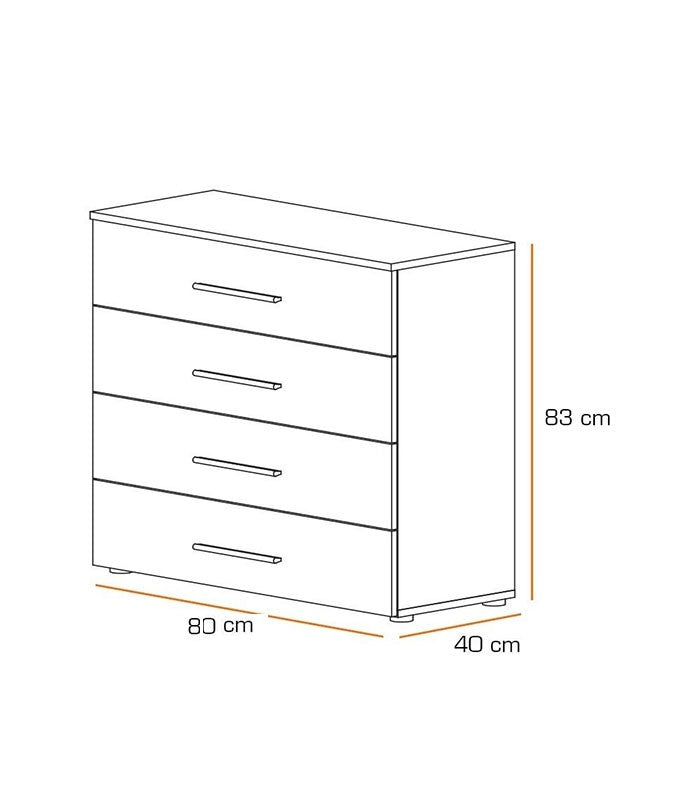 Commode Avec 4 Tiroirs Couleur Chêne