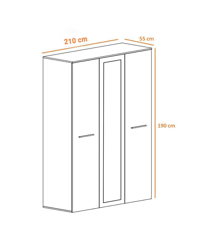 Armoire à portes coulissantes avec miroir couleur chêne 210×190 cm