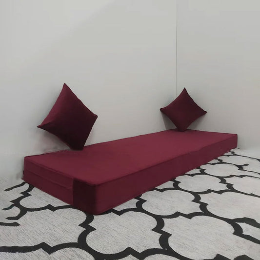 Matelas Mousse Avec 2 coussins Hauteur 14cm Tissu Anti Tâche Bordeau