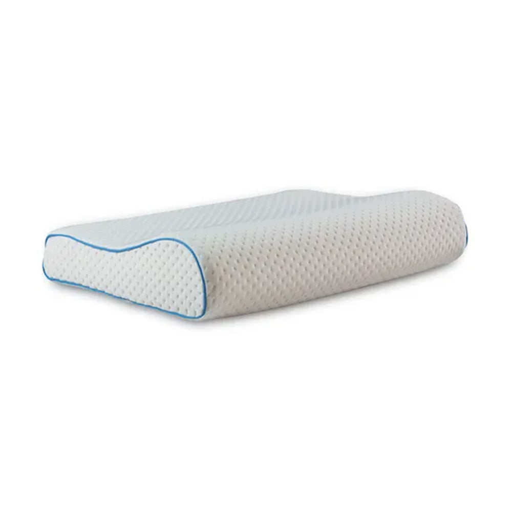 Oreiller Ergonomique Courbée Viscogel en Mousse à Mémoire de Forme et Gel Ultra Rafraîchissant