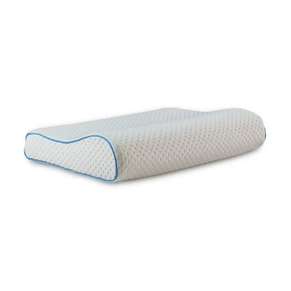 Oreiller Ergonomique Courbée Viscogel en Mousse à Mémoire de Forme et Gel Ultra Rafraîchissant