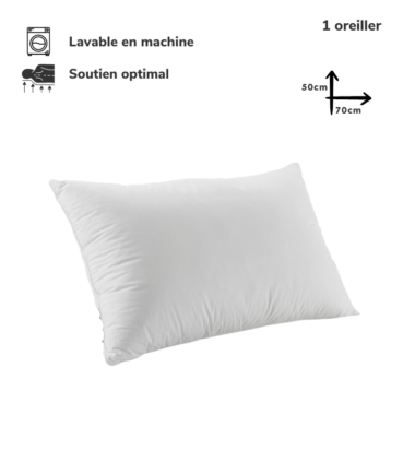 1 Oreiller Orthopédique Top Qualité Lavable 70x50cm