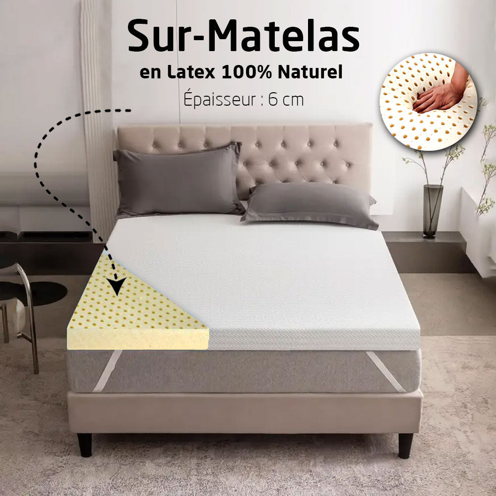 Sur-Matelas En Latex 100% Naturel Épaisseur 6 cm